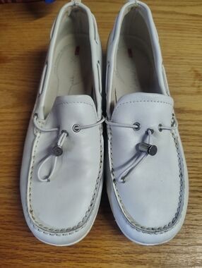 Rockport White Leather Boat Shoes